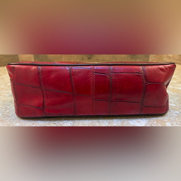 Dooney & Bourke Luna Red Croc Hobo Shoulder Bag Excellent Preowned Gorgeous - Picture 10 of 16